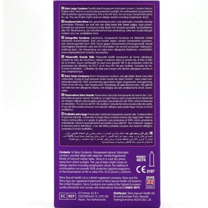 SKINS - PRESERVATIVI EXTRA LARGE PREMIUM CONFEZIONE DA 16