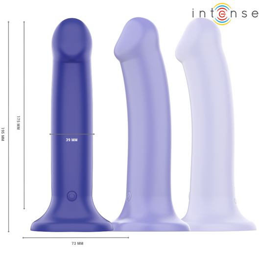 INTENSE - VIBRATORE VICTORIA CON VENTOSA 10 VIBRAZIONI BLU SCURO TELECOMANDO