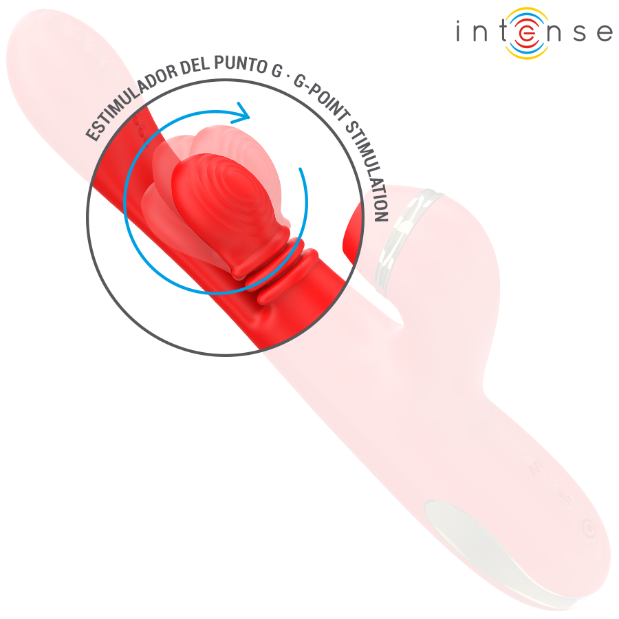 INTENSE - KATY STIMOLATORE CLITORIDEO MULTIFUNZIONE 4 TESTINE INTERCAMBIABILI ROSSO