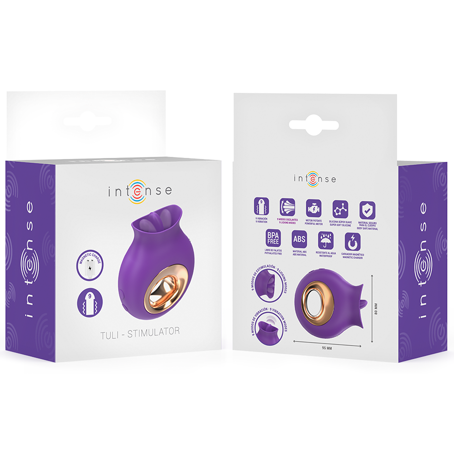 INTENSE - STIMOLATORE CLITORIDEO TULI 9 VIBRAZIONI E 9 OSCILLAZIONI VIOLA