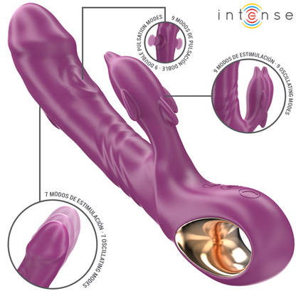 INTENSE - VIBRATORE MULTIFUNZIONE HALLE CON LINGUA STIMOLANTE A DELFINO VIOLA