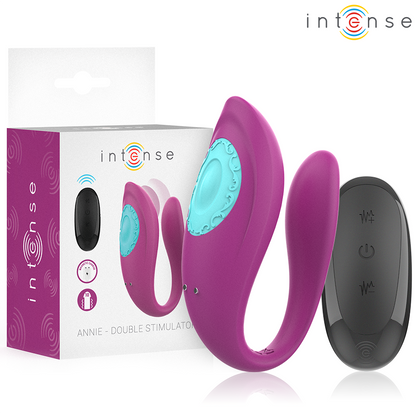 INTENSE - ANNIE VIBRATORE E STIMOLATORE A FORMA DI U TELECOMANDO VIOLA