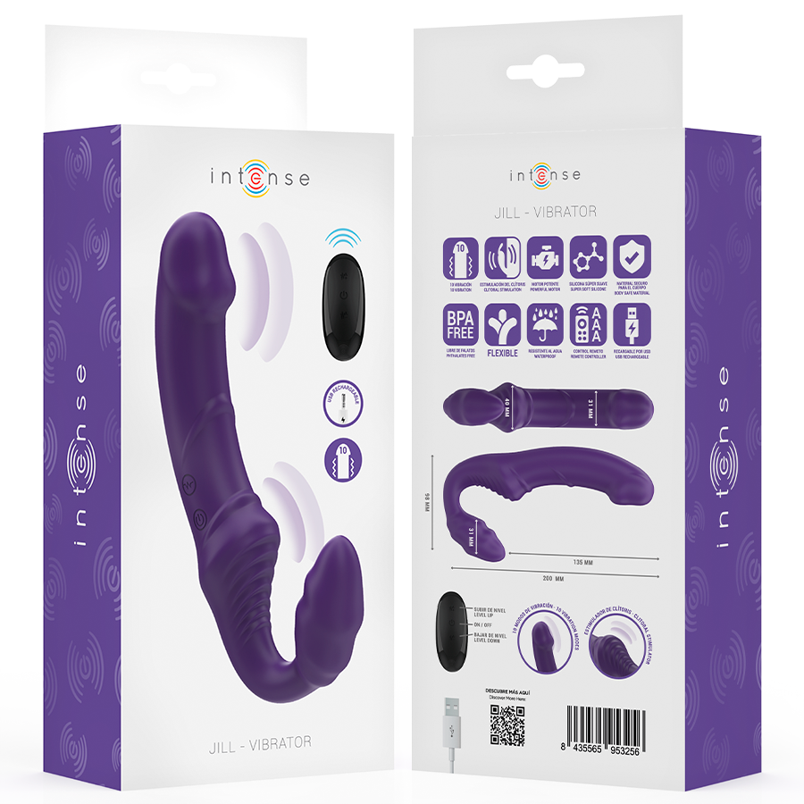 INTENSE - JILL DOPPIO VIBRATORE 20 CM VIOLA TELECOMANDO