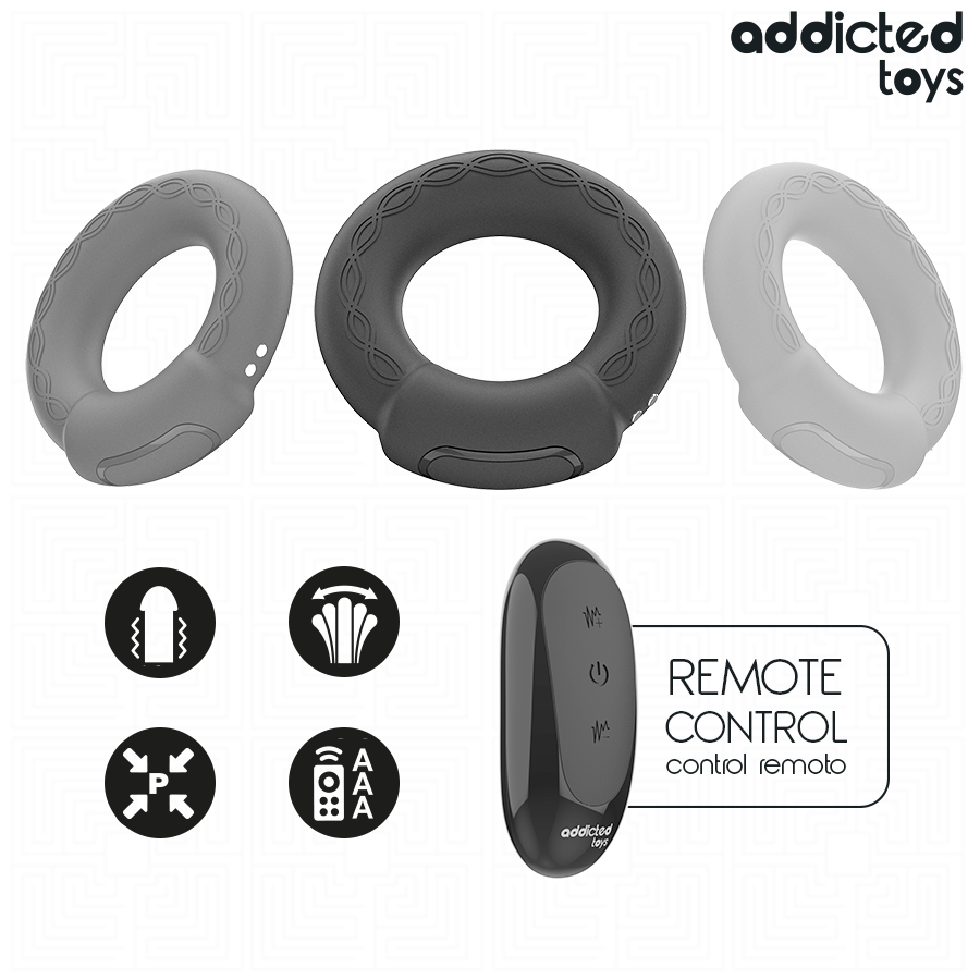 ADDICTED TOYS - ANELLO PER IL PENE VIBRANTE CON EFFETTO RISCALDANTE E TELECOMANDO