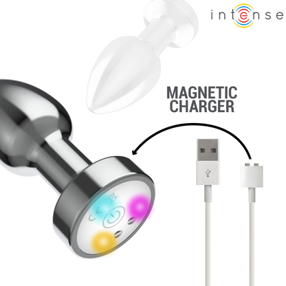 INTENSE - PLUG ANALE VIBRANTE IN METALLO CON LUCI LED E TELECOMANDO - TAGLIA S
