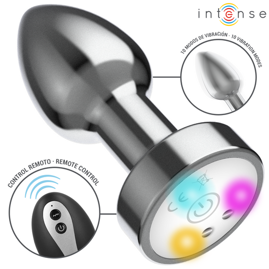 INTENSE - PLUG ANALE VIBRANTE IN METALLO CON LUCI LED E TELECOMANDO - TAGLIA M