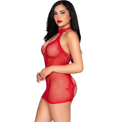 LEG AVENUE - 81675 MINI ABITO CON SCOLLO A V ROSSO - TAGLIA UNICA