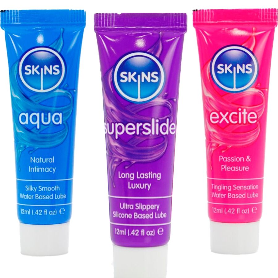 SKINS - KIT LUBRIFICANTI VITALI AQUA, SUPERSLIDE & EXCITE 3 x 12 ML