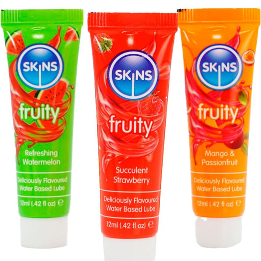 SKINS - KIT LUBRIFICANTI ALLA FRUTTA LUBRIFICANTI ALL'ANGURIA, ALLA FRAGOLA E AL MANGO 3 x 12 ML