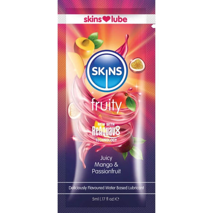 SKINS - LUBRIFICANTE FRUTTATO A BASE D'ACQUA MANGO E FRUTTO DELLA PASSIONE MONODOSE 5 ML