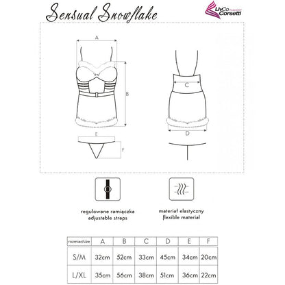 LIVCO CORSETTI FASHION - SENSUAL SNOWFLAKE LC 90603 CHRISTMAS CHEMISE + PERIZOMA + FASCIA PER CAPELLI S/M