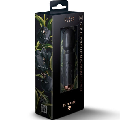 ROCKS-OFF - MINI BACCHETTA RICARICABILE 16 FUNZIONI TULIPANO NERO