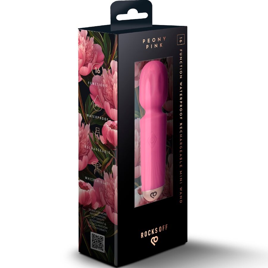 ROCKS-OFF - MINI BACCHETTA RICARICABILE 16 FUNZIONI ROSA PEONIA