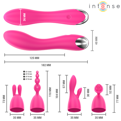 INTENSE - VIBRATORE CHER CON 20 MODALITÀ E TESTINE INTERCAMBIABILI