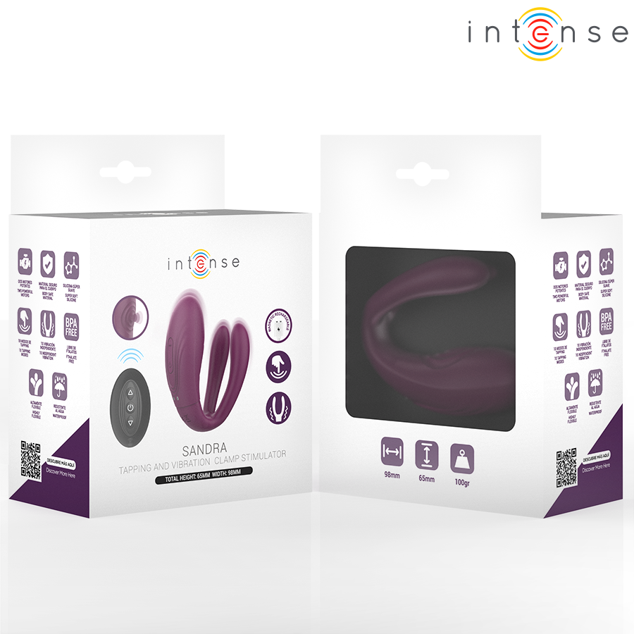 INTENSE - STIMOLATORE A MORSETTO CON VIBRAZIONE E TAPPING SANDRA CON TELECOMANDO