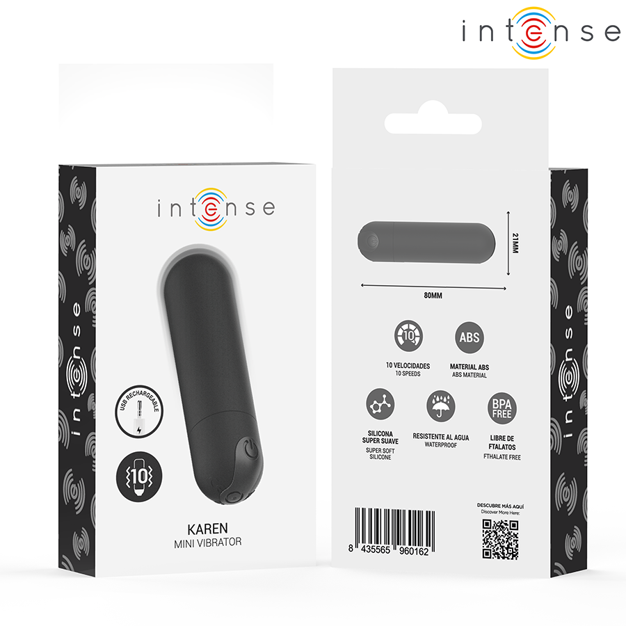 INTENSE - KAREN MINI PROIETTILE VIBRANTE RICARICABILE NERO