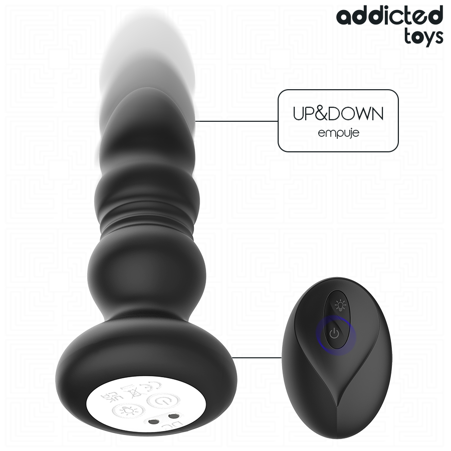 ADDICTED TOYS - TAPPO ANALE ROTANTE E VIBRANTE, LUCE LED, TELECOMANDO