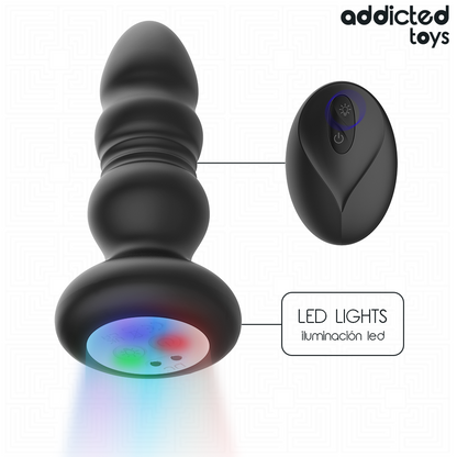 ADDICTED TOYS - TAPPO ANALE ROTANTE E VIBRANTE, LUCE LED, TELECOMANDO