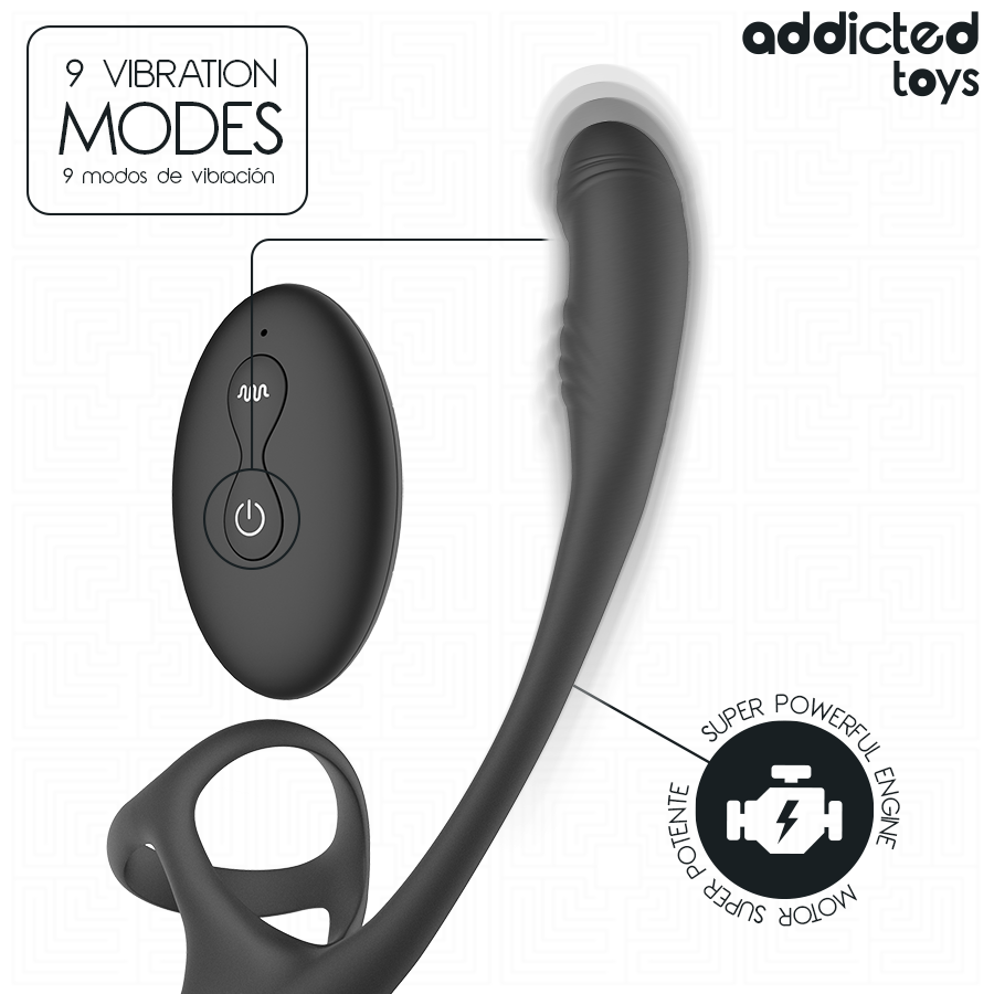 ADDICTED TOYS - PLUG ANALE CON VIBRAZIONE E OSCILLAZIONE A 360º E STIMOLATORE DEI TESTICOLI