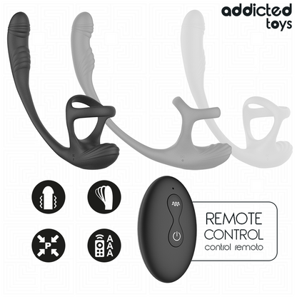 ADDICTED TOYS - PLUG ANALE CON VIBRAZIONE E OSCILLAZIONE A 360º E STIMOLATORE DEI TESTICOLI