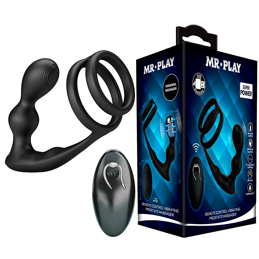 MR PLAY - PLUG ANALE VIBRANTE CON ANELLO PER PENE E TELECOMANDO
