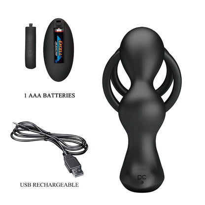 MR PLAY - PLUG ANALE VIBRANTE CON ANELLO PER PENE E TELECOMANDO