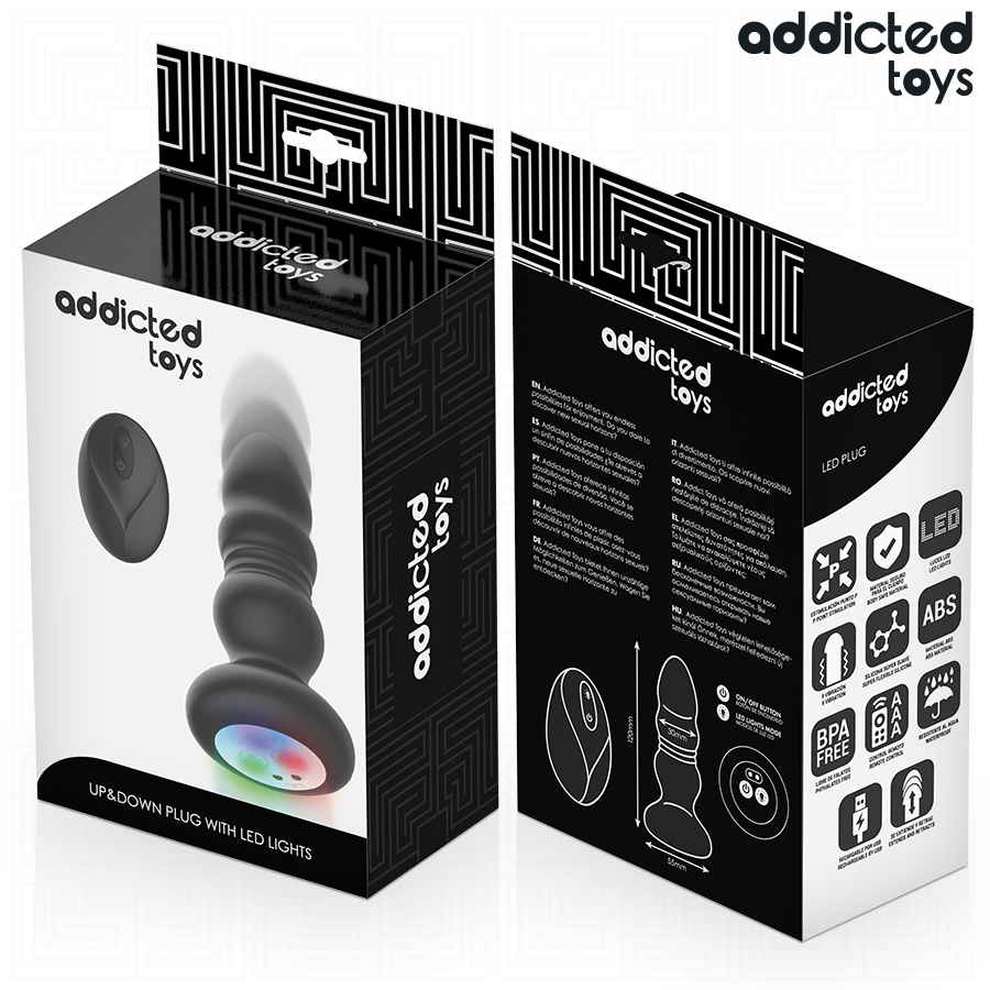 ADDICTED TOYS - TAPPO ANALE ROTANTE E VIBRANTE, LUCE LED, TELECOMANDO
