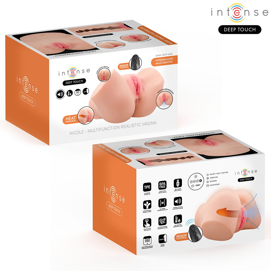 INTENSE DEEP TOUCH - NICOLE MASTURBATORE VAGINALE CON EFFETTI DI ASPIRAZIONE, CALORE, VIBRAZIONE E VOCALE CON TELECOMANDO 5,3 KG