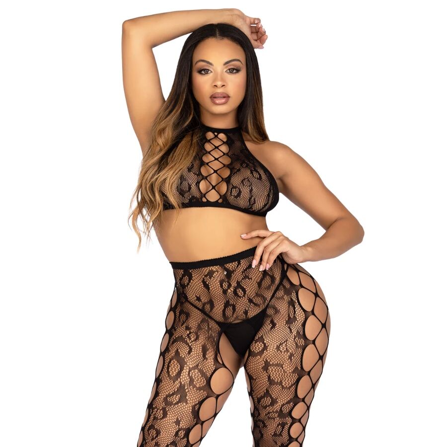 LEG AVENUE - 89372 CROP TOP E COLLANT SENZA CAVALLO NERO - TAGLIA UNICA