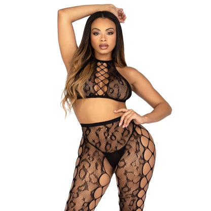 LEG AVENUE - 89372 CROP TOP E COLLANT SENZA CAVALLO NERO - TAGLIA UNICA