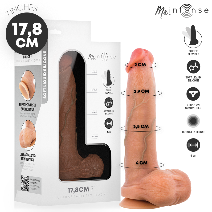 MR INTENSE - BRUCE S CAZZO ULTRA-REALISTICO CON TESTICOLI 17,8 CM -Ø- 4 CM