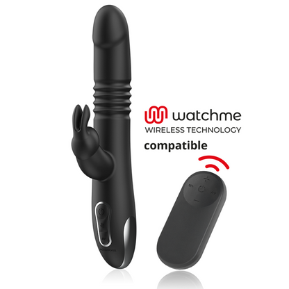 BLACK&SILVER - KENJI VIBRATORE RABBIT UP & DOWN + TELECOMANDO WATCHME