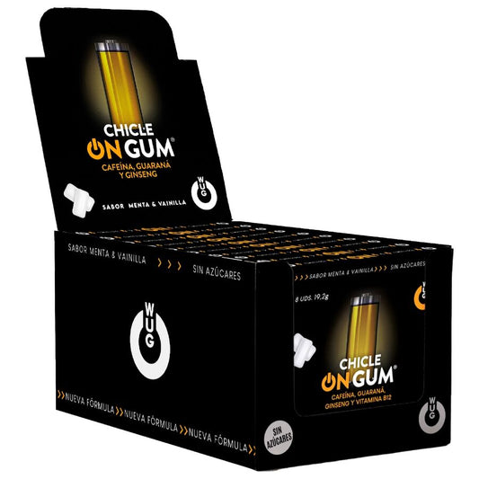 WUG GUM - ON CON CAFFEINA, GINSENG E GOMMA DI GUARANÀ | ESPOSITORE 12 X 8 UNITÀ