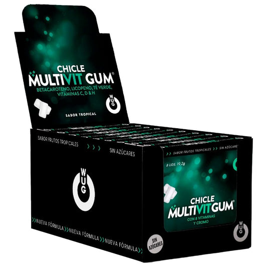 WUG GUM - MULTIVIT VITAMINA C, H, D, BETA-CAROTENE, LICOPENE E TÈ VERDE | ESPOSITORE 12 X 8 UNITÀ