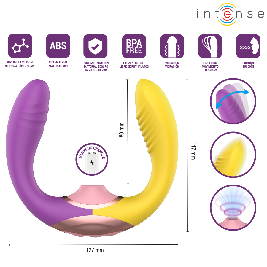 INTENSE - WILLOW  STIMOLATORE A VIBRAZIONE E ASPIRAZIONE 3 IN 1
