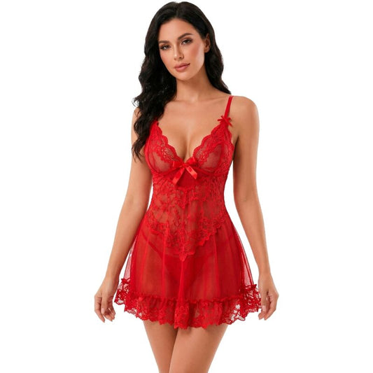 LIVCO CORSETTI FASHION - SET NUIT T-SHIRT + PANTY ROSSO 2028 S/M