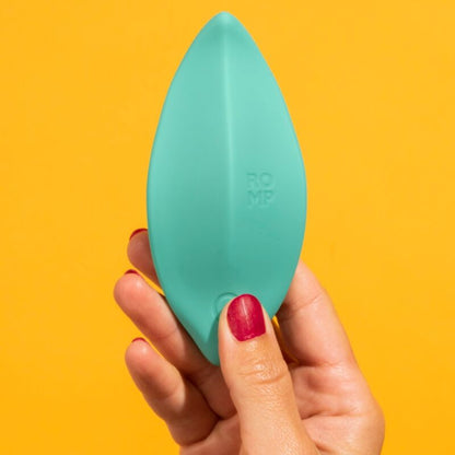 ROMP - VIBRATORE A ONDE STIMOLATORE CLITORIDEO FORMA ERGONOMICA VERDE ACQUA