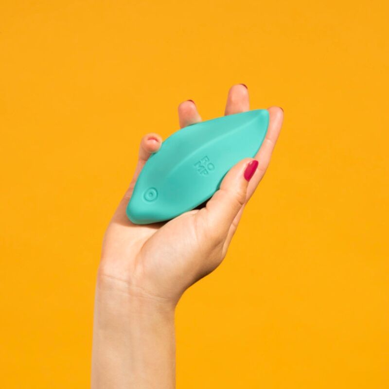 ROMP - VIBRATORE A ONDE STIMOLATORE CLITORIDEO FORMA ERGONOMICA VERDE ACQUA