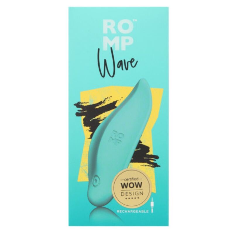 ROMP - VIBRATORE A ONDE STIMOLATORE CLITORIDEO FORMA ERGONOMICA VERDE ACQUA
