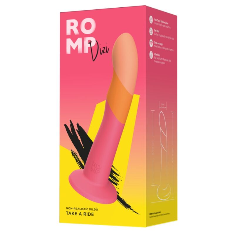 ROMP - DIZI DILDO IN SILICONE CON VENTOSA TRICOLORE 18 CM