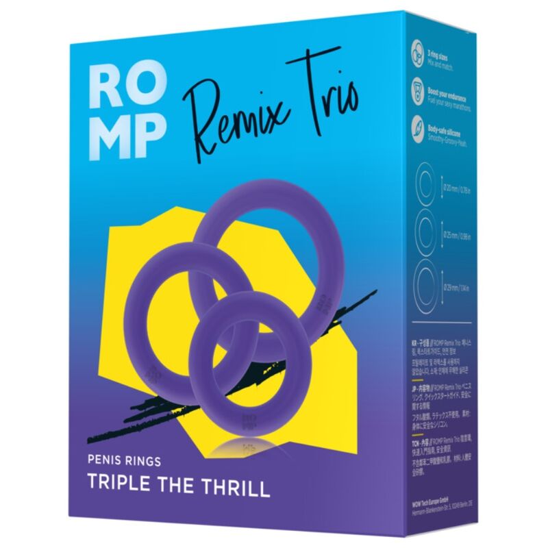 ROMP - REMIX TRIO SET DI 3 ANELLI PER PENE IN SILICONE VIOLA