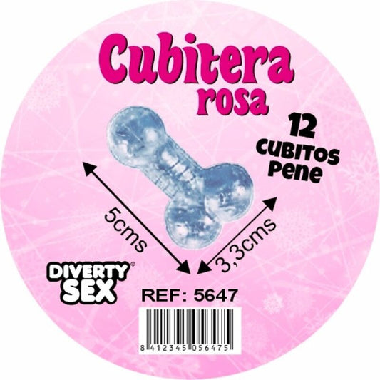 DIABLO PICANTE - 12 PENI IN SILICONE RIGIDO DA APPENDERE A UN SECCHIELLO PER IL GHIACCIO ROSA