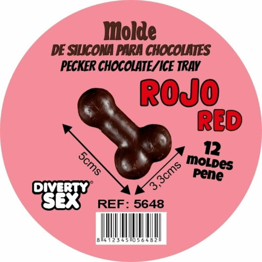 DIABLO PICANTE - STAMPO PER CIOCCOLATO CON 12 PENI IN SILICONE DA APPENDERE ROSSO