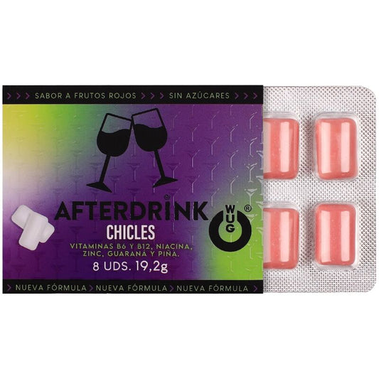 WUG After Drink – La gomma da masticare funzionale che ti aiuta a recuperare le energie dopo una serata fuori. BLISTER DA 8 PEZZI