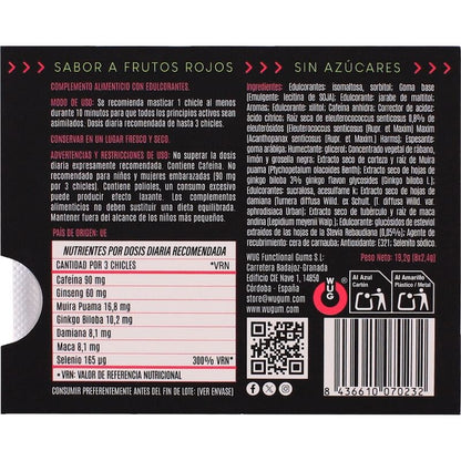 WUG Climax - Gomma da masticare funzionale con Maca, Damiana e Ginseng per aumentare il desiderio e la vitalità intima. BLISTER DA 8 PEZZI