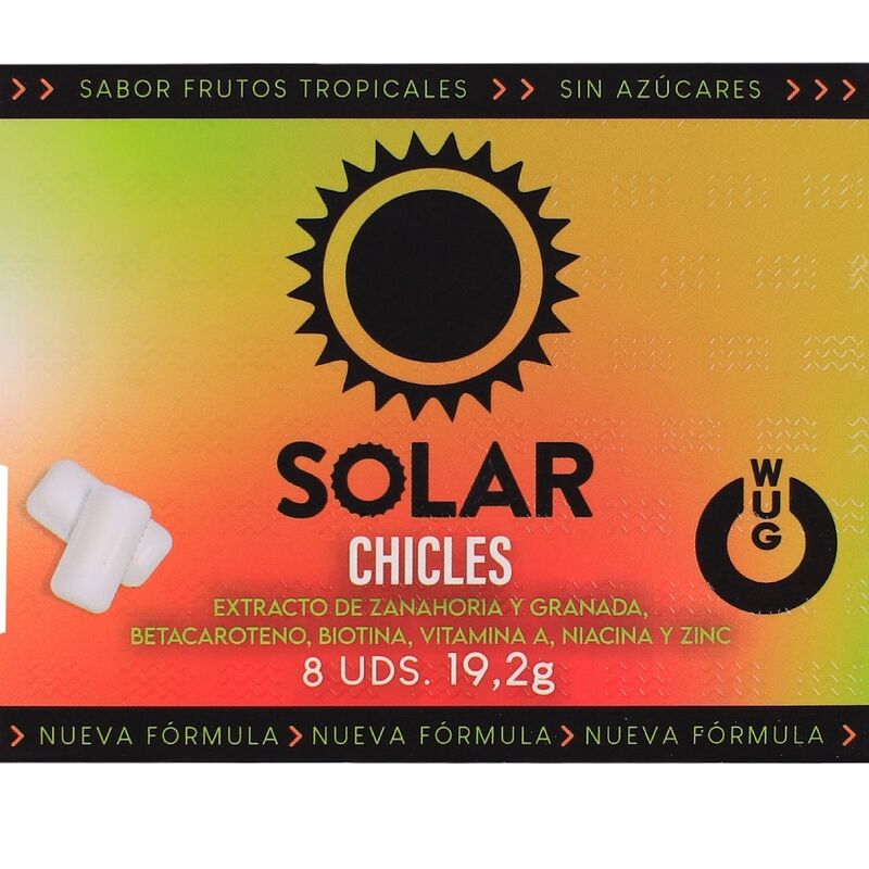 WUG solar - La gomma da masticare che prepara la pelle al sole. BLISTER DA 8 PEZZI