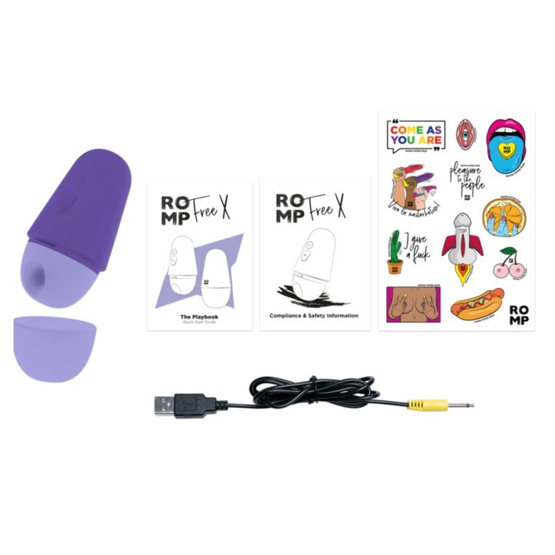 ROMP - STIMOLATORE CLITORIDEO GRATUITO CON COPERCHIO, 10 LIVELLI, RICARICABILE, VIOLA