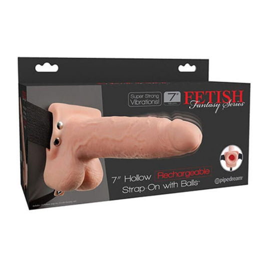 FETISH FANTASY SERIES - STRAP-ON VIBRANTE CAVO REALISTICO CON SFERE DA 17,8 CM