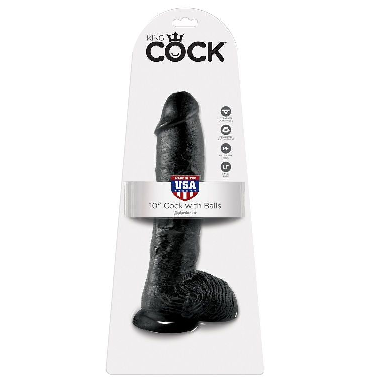 KING COCK - DILDO NERO CON SFERE 25.4 CM