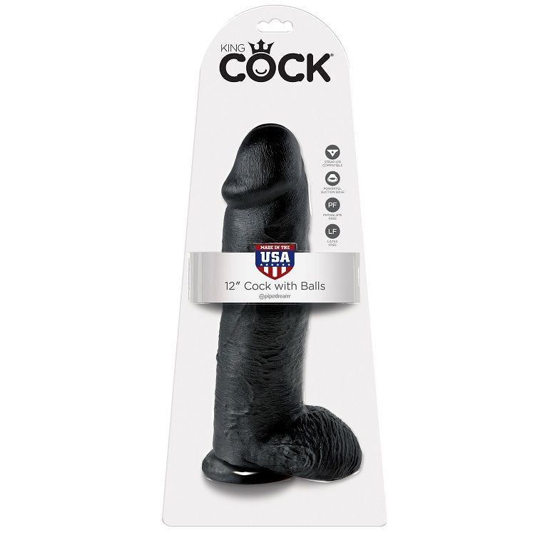 KING COCK - DILDO NERO CON SFERE 30.48 CM